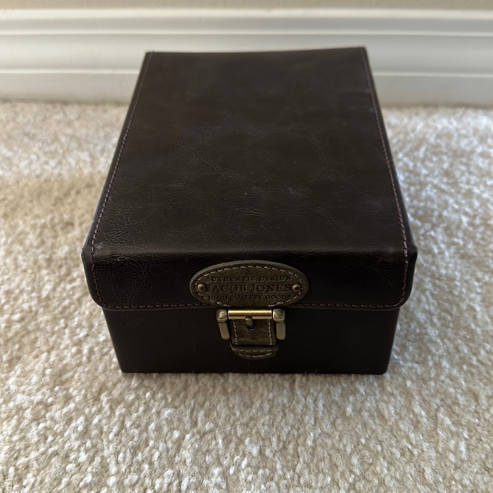 Jacob Jones jewelry and watch box with some exterior shelf wear